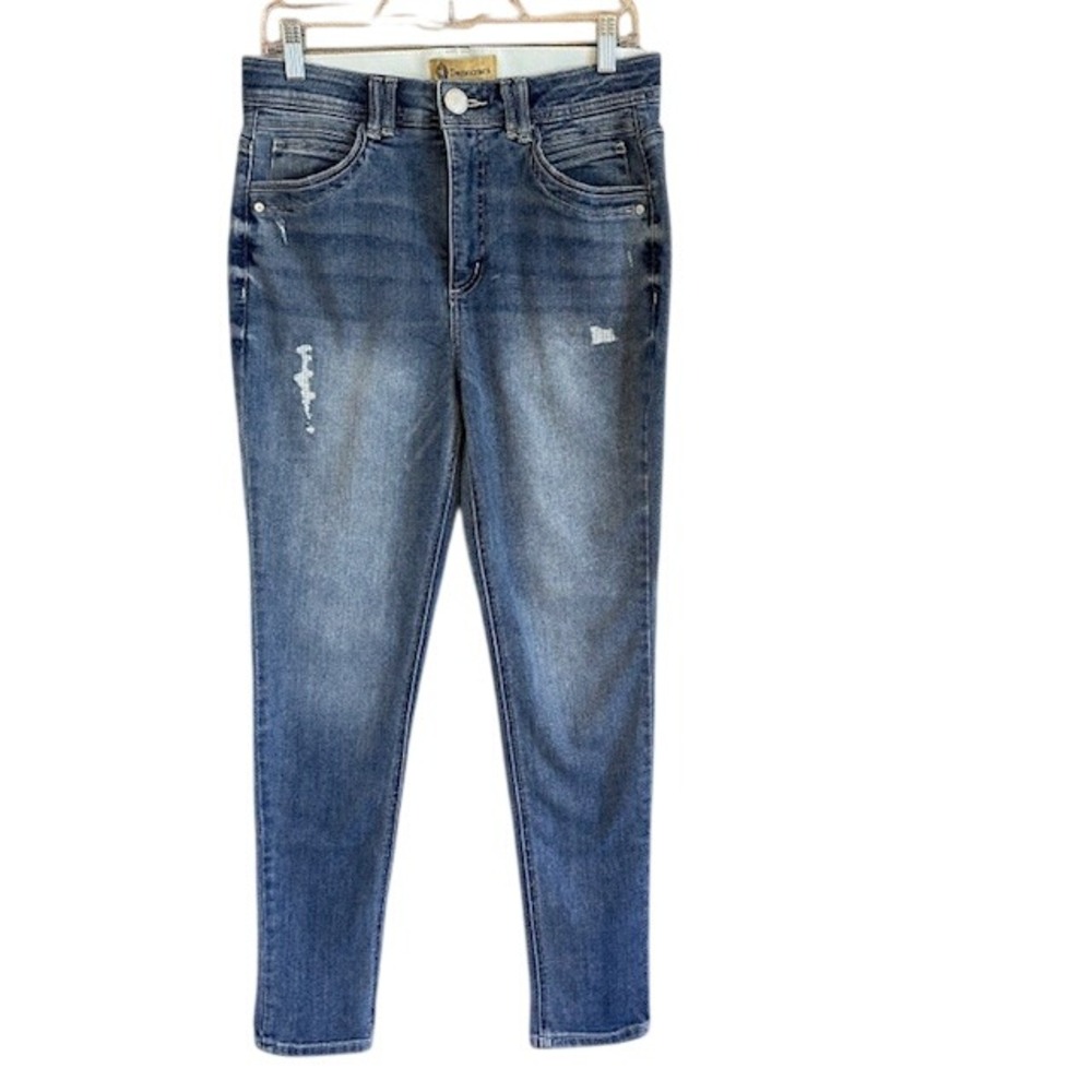 Democracy Women's Ab Solution Distressed Skinny Ankle Jeans Light Wash 8 Stretch